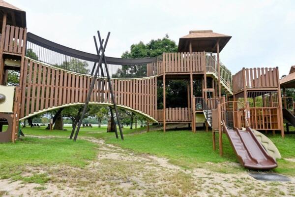 横に長く連なる複合遊具